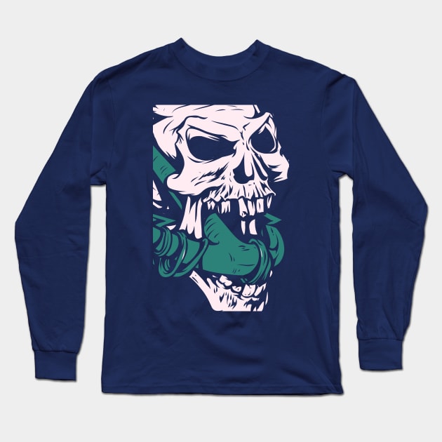 Anchor Skull Long Sleeve T-Shirt by MinnieWilks